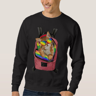 Ally Cat Glasses Sunset Rainbow Lgbt Gay Lesbian T Sweatshirt