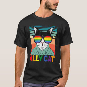 Ally Cat Lgbt Gay Rainbow Pride Flag   Ally Cat Lg T-Shirt
