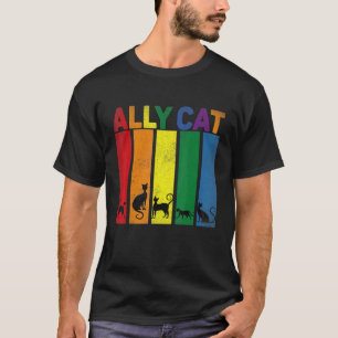 Ally Cat Lgbt Gay Rainbow Pride Flag  Ally Cat Lgb T-Shirt
