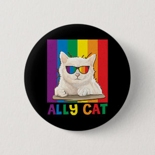 Ally Cat Lgbt Gay Rainbow Pride Flag Boys Men 6 Cm Round Badge