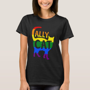 Ally Cat LGBT Gay Rainbow Pride Flag Boys Men Girl T-Shirt