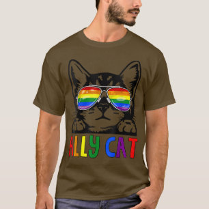 Ally Cat LGBT Gay Rainbow Pride Flag Boys Men Girl T-Shirt