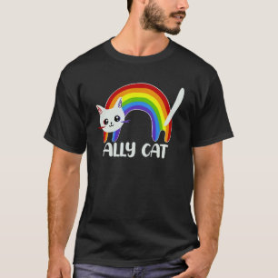 Ally Cat Lgbt Gay Rainbow Pride Flag Boys Men Girl T-Shirt