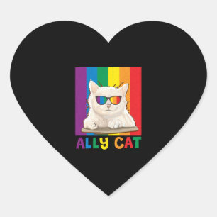 Ally Cat Lgbt Gay Rainbow Pride Flag Boys Men Heart Sticker