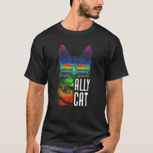 Ally Cat Lgbt Gay Rainbow Pride Flag Boys Men Lgbt T-Shirt