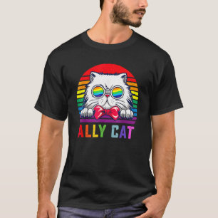 Ally Cat LGBT Gay Rainbow Pride Flag Cat 1 T-Shirt