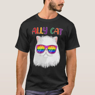 Ally Cat LGBT Gay Rainbow Pride Flag  Cat  3 T-Shirt