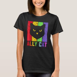 Ally Cat LGBT Gay Rainbow Pride Flag Cat T-Shirt