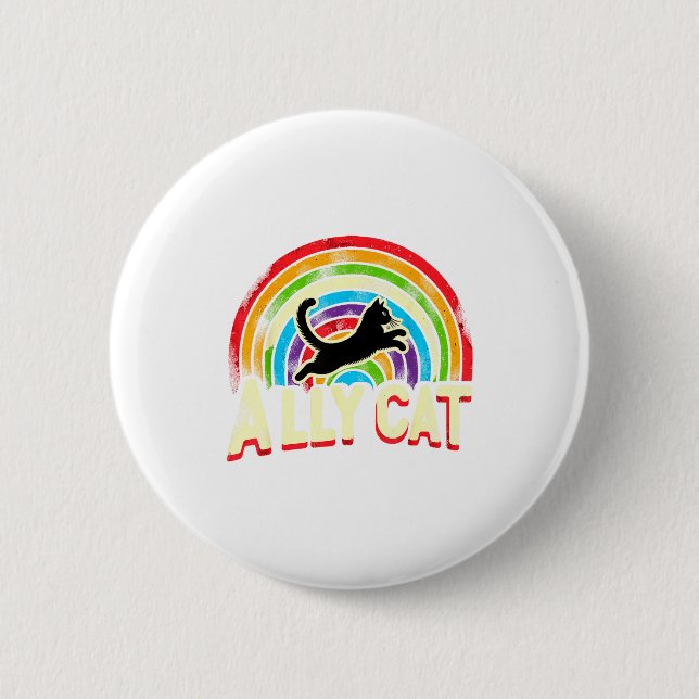 Ally Cat Lgbt Pride Cat  6 Cm Round Badge (Front)