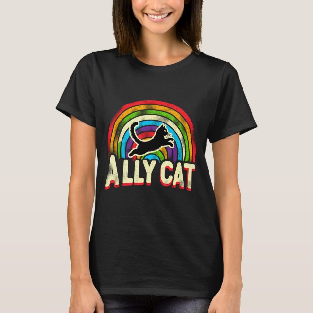 Ally Cat Lgbt Pride Cat  T-Shirt (Front)