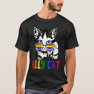 Ally Cat Lgbt Pride Flag Gay Pride Ally Rainbow Me T-Shirt