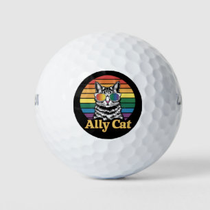 Ally Cat LGBT Rainbow Flag LGBTQ Gift Golf Balls