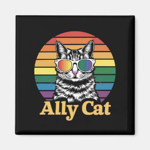 Ally Cat LGBT Rainbow Flag LGBTQ Gift Magnet