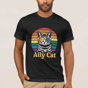 Ally Cat LGBT Rainbow Flag LGBTQ Gift T-Shirt