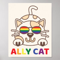 Ally Cat LGBTQ Gay Lesbian Rainbow Pride Flag