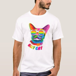 Ally Cat Purride Cat Pride Kitty Mum Gay Daddy Les T-Shirt