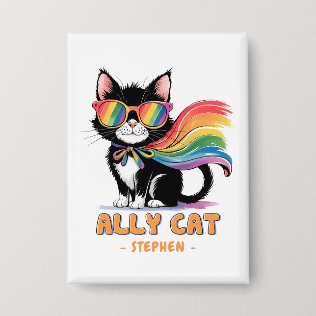 Ally Cat – Rainbow Cat LGBTQ Pride (Front)