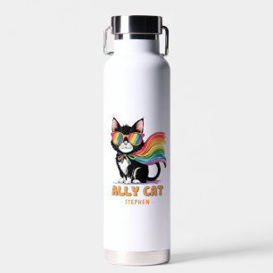Ally Cat – Rainbow Cat LGBTQ Pride Water Bottle