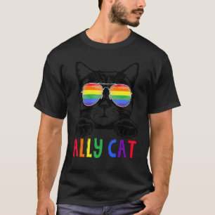 Ally Cat Rainbow Gay Pride Cute Lgbt Animal Pet T-Shirt