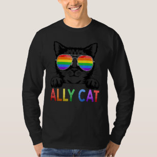 Ally Cat Rainbow Gay Pride Cute LGBT Animal Pet T-Shirt
