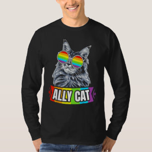 Ally Cat Rainbow LGBT LGBTQ Lesbian Gay Trans Prid T-Shirt