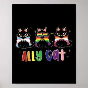 Ally Cat Rainbow Lgbt Pride Flag Gay Pride Month 2 Poster