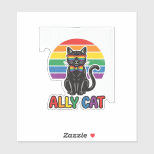 Ally Cat Rainbow Pride Vintage Cat Shirt Design_1