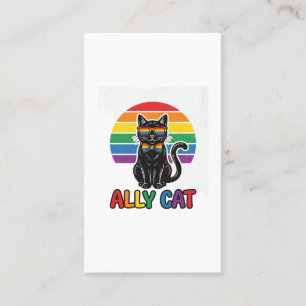 Ally Cat Rainbow Pride Vintage Cat Shirt Design_1 Business Card
