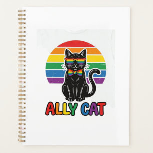 Ally Cat Rainbow Pride Vintage Cat Shirt Design_1 Planner