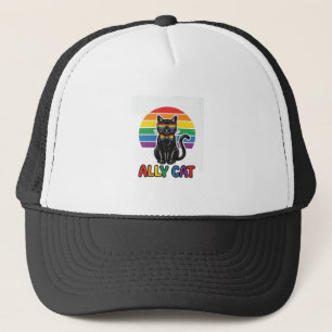 Ally Cat Rainbow Pride Vintage Cat Shirt Design_1 Trucker Hat