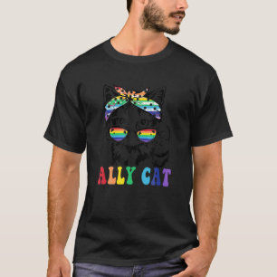 Ally Cat Rainbow Sunglasses Lgb Gay Pride Kittys A T-Shirt
