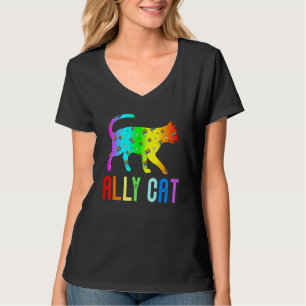 Ally Cat Rainbow Sunglasses Lgbt Gay Lesbian Pride T-Shirt