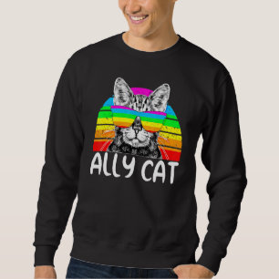 Ally Cat Rainbow Sunglasses Lgbt Gay Pride Kittys  Sweatshirt