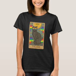Ally Cat Rainbow Sunglasses Tarot Card For Pride M T-Shirt
