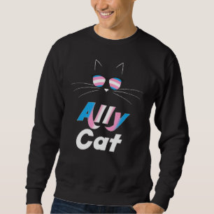 Ally Cat Rainbow Sunglasses Transgender Pride Kitt Sweatshirt