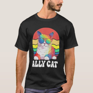 Ally Cat Straight LGBT Supporter Gay Pride Ally Ra T-Shirt