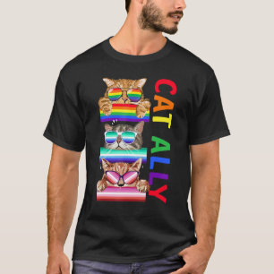 Ally Cat Sunglasses Gay Rainbow Pride Lgbt Support T-Shirt