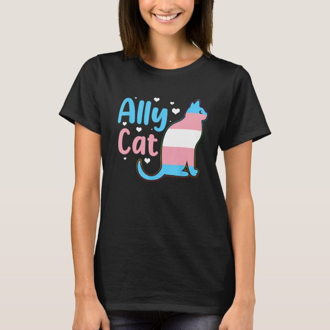 Ally Cat Transgender Pride  Cat Kitten LGBT Trans  T-Shirt (Front)