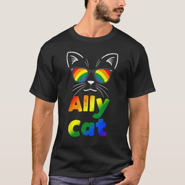 Ally Cat Transgender Trans Pride Stuff Flag Transs T-Shirt (Front)