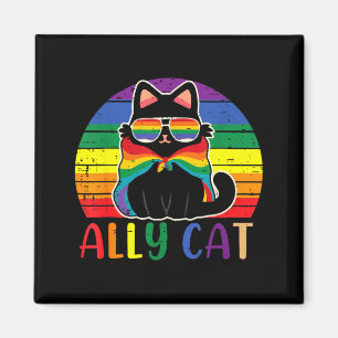 Ally Cat Vintage Funny LGBT Lesbian Gay Bisexual Magnet