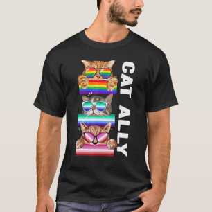 Ally Cats Three Lgbt Gay Rainbow Pride Flag Boys M T-Shirt