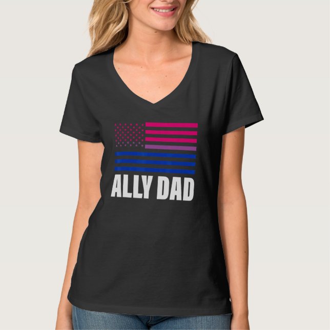 Ally Dad Bisexual Flag Lgbt Gay Pride T-Shirt (Front)