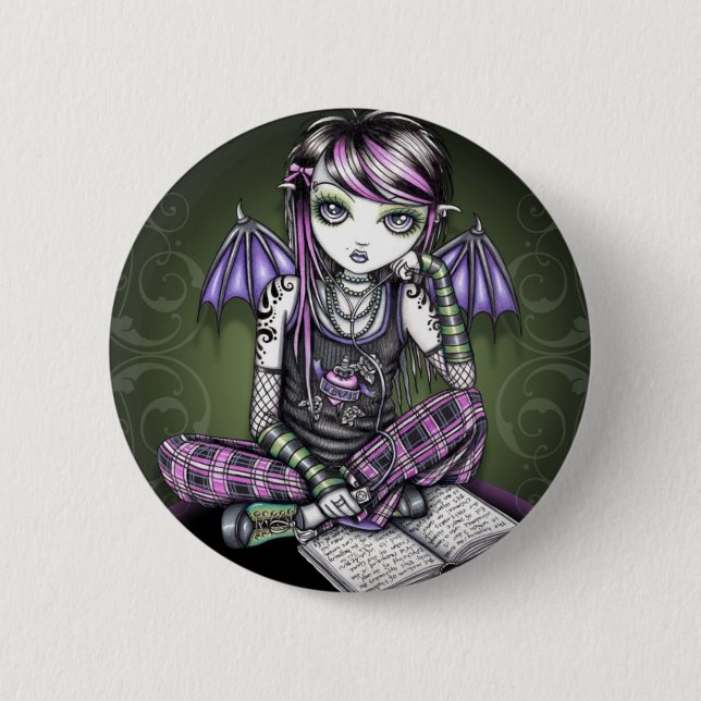 Ally Emo Tattoo Pink Plaid Fairy 6 Cm Round Badge (Front)