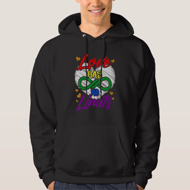 Ally Gay Pride Love Has No Limits Saying Infinity  Hoodie (Front)