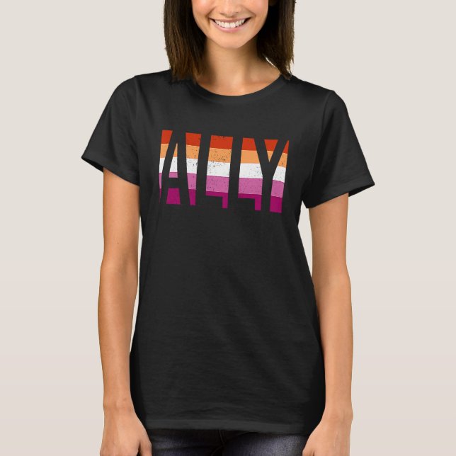 Ally Gay Pride Month LGBT Lesbian Flag Equal Right T-Shirt (Front)