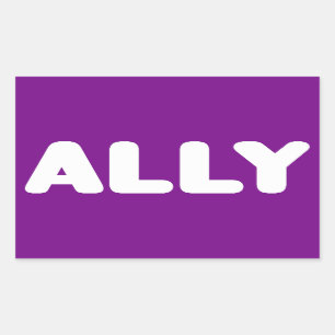 Ally LGBTQ Straight Ally Spirit Day White & Purple Rectangular Sticker