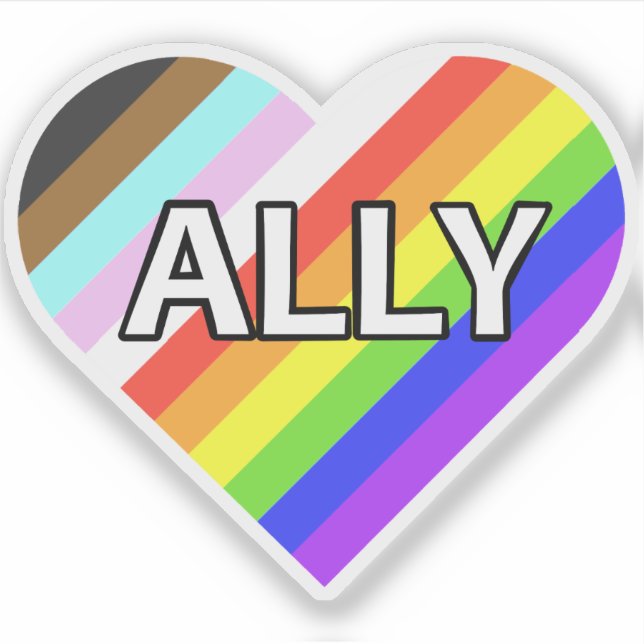 Ally Pride Heart Custom-Cut Vinyl Sticker (Front)