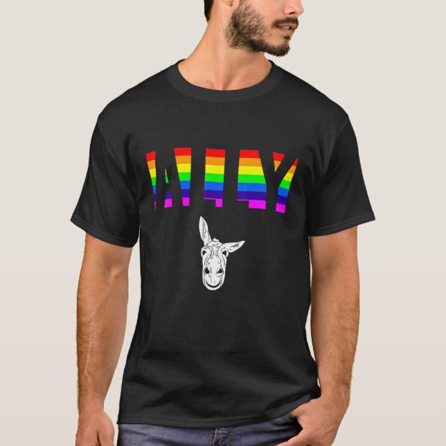 Ally Pride LGBTQ Equality Rainbow Lesbian Gay Tran T-Shirt (Front)
