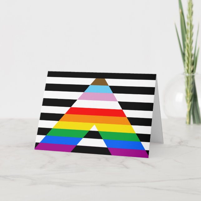 Ally Progress Pride Flag Holiday Card (Front)