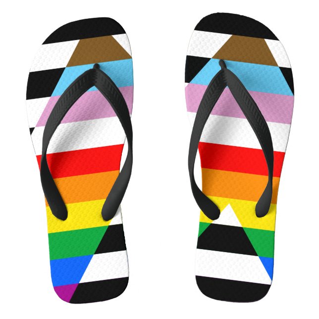 Ally Progress Pride Flag Jandals (Footbed)